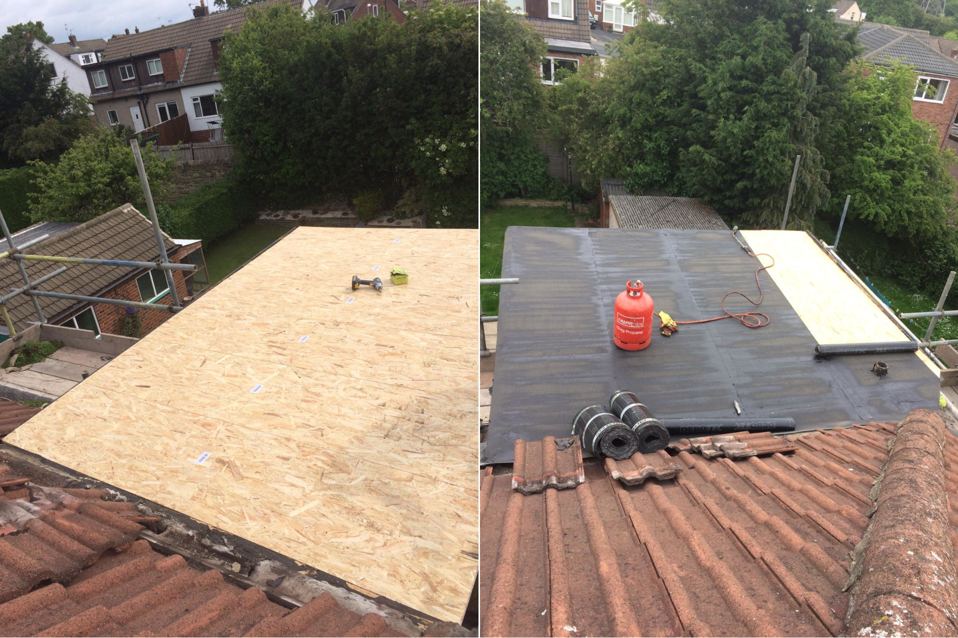 New felt flat roof installed in Stockport.